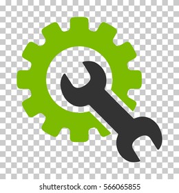 Eco Green And Gray Service Tools toolbar icon. Vector pictograph style is a flat bicolor symbol on chess transparent background.