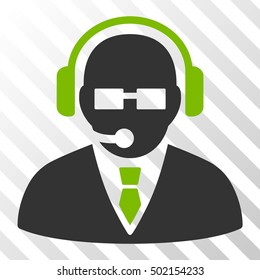 Eco Green And Gray Support Manager toolbar pictogram. Vector pictogram style is a flat bicolor symbol on diagonal hatch transparent background.