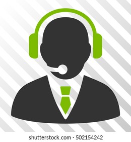 Eco Green And Gray Support Manager toolbar icon. Vector pictogram style is a flat bicolor symbol on diagonal hatch transparent background.