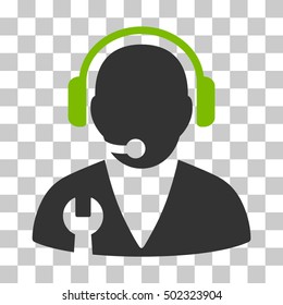 Eco Green And Gray Support Manager toolbar icon. Vector pictogram style is a flat bicolor symbol on chess transparent background.