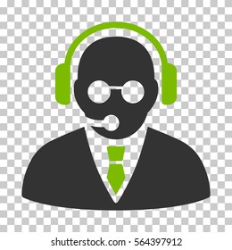 Eco Green And Gray Support Manager interface icon. Vector pictograph style is a flat bicolor symbol on chess transparent background.
