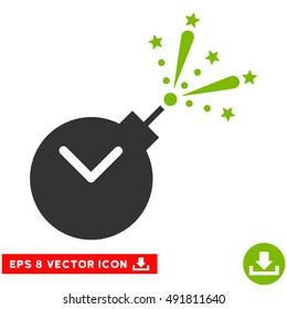 Eco Green And Gray Time Fireworks Charge EPS vector pictogram. Illustration style is flat iconic bicolor symbol on a white background.