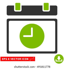 Eco Green And Gray Time Schedule EPS vector pictogram. Illustration style is flat iconic bicolor symbol on a white background.