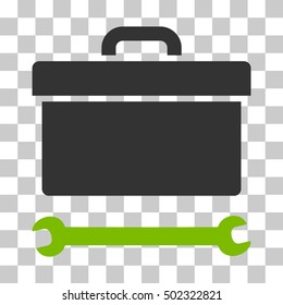 Eco Green And Gray Toolbox toolbar icon. Vector pictograph style is a flat bicolor symbol on chess transparent background.