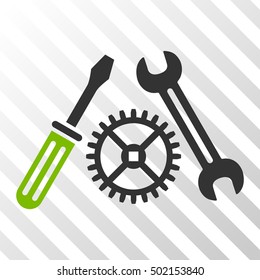 Eco Green And Gray Tuning Service toolbar icon. Vector pictogram style is a flat bicolor symbol on diagonal hatch transparent background.