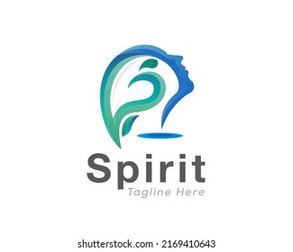 eco green head human spirit jump health logo symbol template illustration inspiration