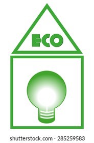 Eco green house with bulb, save energy concept.