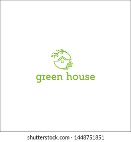 eco green house with leaf abstract logo for real estate company