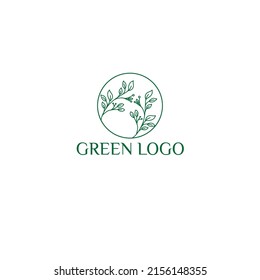 Öko-grünes Haus mit abstraktem Logo für Immobilienfirma