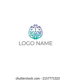 eco green house with leaf abstract logo for real estate company