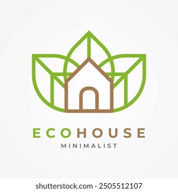 Eco Green House Logo, home and leaf icon combination, suitable for Architecture Building apps and company logo design 