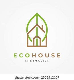 Eco Green House Logo, home and leaf icon combination, suitable for Architecture Building apps logo design