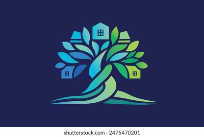 Eco and green house logo and icon design concept. Pro Vector