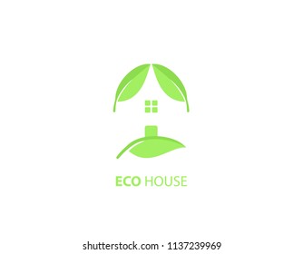 Eco Green house Logo. Vector Design