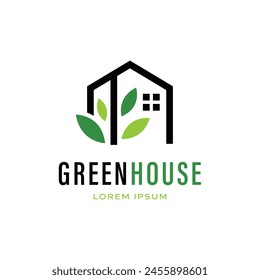 Eco Green House, Ilustración vectorial de Plantilla de diseño de logotipo casero natural