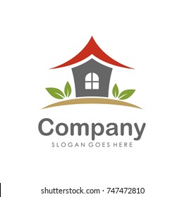 Eco green house and real estate logo design template