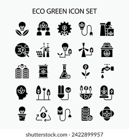 Eco green icons set. environment, ecology, nature, electric icons collection. vector illustration