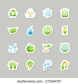Eco green icons set for user interface design isolated vector illustration