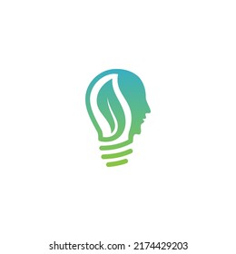 Diseño del logo de la idea ecológica con hoja. Logo creativo de la tecnología de símbolos. Ilustración del vector EPS.8 EPS.10
