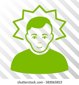 Eco Green Inventor interface toolbar icon. Vector pictogram style is a flat symbol on diagonally hatched transparent background.