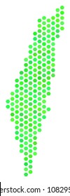 Eco green Israel map. Vector hex tile territory plan using green color shades. Abstract Israel map collage is organized with hex-tile items.