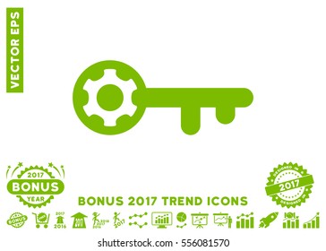 Eco Green Key Options icon with bonus 2017 trend elements. Vector illustration style is flat iconic symbols, white background.