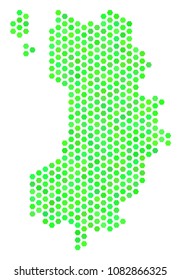 Eco green Koh Tao Thai Island map. Vector hex tile geographic scheme in green color shades. Abstract Koh Tao Thai Island map mosaic is formed of hexagon elements.