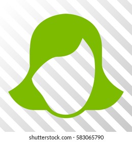 Eco Green Lady Face Template interface icon. Vector pictogram style is a flat symbol on diagonal hatch transparent background.