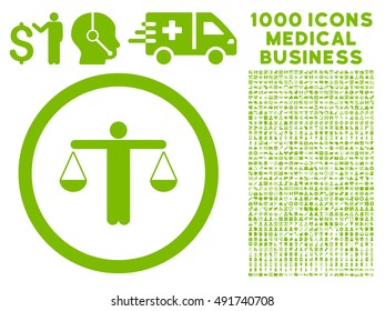 Eco Green Lawyer vector rounded icon. Image style is a flat icon symbol inside a circle, white background. Bonus clip art includes 1000 medicine business pictograms.