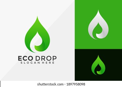 Eco Green Leaf Abstract Drop Logo Design, Modern Logo Designs Vector Illustration Template