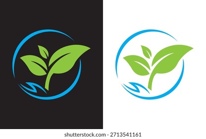 Diseño de Plantilla de Vector de icono de logotipo de hoja verde ecológico