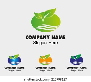 Eco green leaf elip template. Infinite shape business symbol 