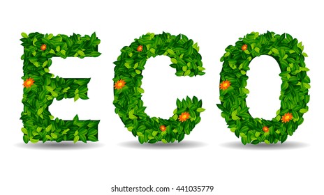 eco green leaf in the form of letters