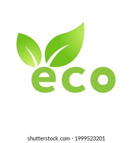 Eco green leaf icon Bio nature green eco symbol for web and business