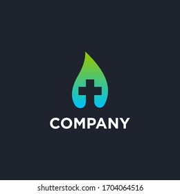 eco green leaf icon with cross symbol 