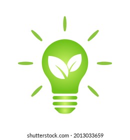 Eco green leaf icon in light bulb Bio nature green eco symbol for web and business