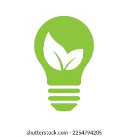 Eco green leaf icon in light bulb Bio nature green eco symbol for web and business