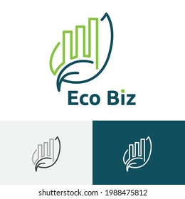 Eco Green Leaf Investing Business Financial Bar Chart Logo