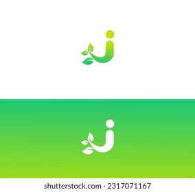ECO, Green Leaf J letter logo design template elements. Modern abstract digital alphabet letter logo. Vector illustration. New Modern logo.