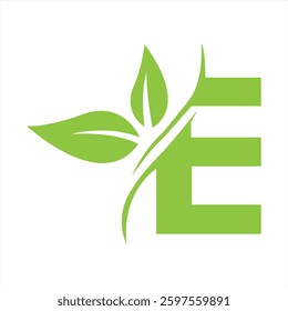  eco Green leaf logo with the letter E logo