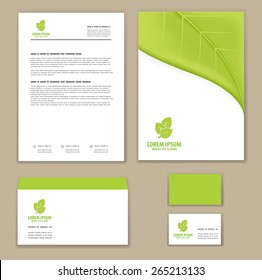 Eco green leaf logo template. Mock-up.  Company logo design.