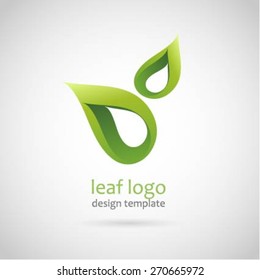 Eco green leaf logo template. Green leaves loop. Ecology icon. Vector. 