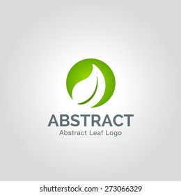 Eco green leaf logo template. Abstract Vector Green leaves Ecology icon.