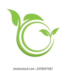 eco green leaf logo vector icon illustration design 