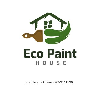 eco green leaf nature paint decoration house home logo template illustration