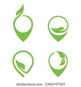 eco green leaf point logo vector icon illustration design 