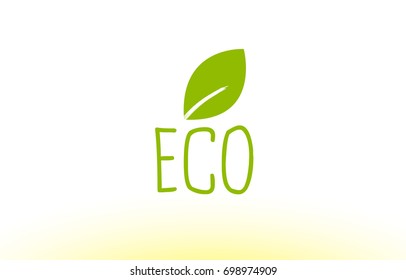eco green leaf text concept logo vector creative company icon design template modern background hand written hand writing