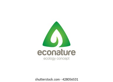 Eco Green Leaf Triangle abstract Logo design vector template Negative space.
Letter A symbol.