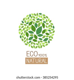 eco green leaves in circle vector illustration