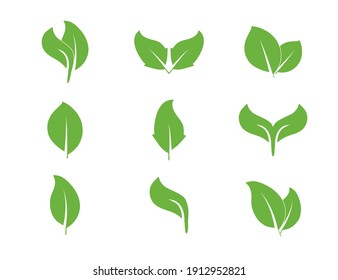 Eco, green, leaves icon set. Vector illustration.